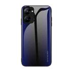 For Realme V30 Texture Gradient Glass TPU Phone Case(Dark Blue) - 1