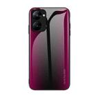 For Realme V30 Texture Gradient Glass TPU Phone Case(Rose Red) - 1