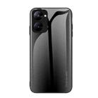 For Realme V30 Texture Gradient Glass TPU Phone Case(Black) - 1