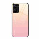 For Realme V30 Gradient Color Glass Phone Case(Yellow Pink) - 1
