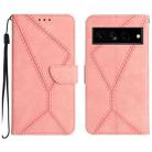 For Google Pixel 7 Pro Stitching Embossed Leather Phone Case(Pink) - 1