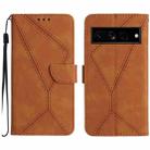 For Google Pixel 7 Pro Stitching Embossed Leather Phone Case(Brown) - 1