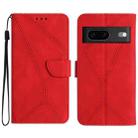For Google Pixel 7a Stitching Embossed Leather Phone Case(Red) - 1