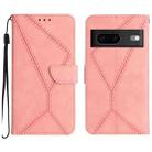 For Google Pixel 7a Stitching Embossed Leather Phone Case(Pink) - 1