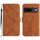 For Google Pixel 7a Stitching Embossed Leather Phone Case(Brown) - 1