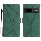 For Google Pixel 7a Stitching Embossed Leather Phone Case(Green) - 1