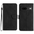 For Google Pixel 7a Stitching Embossed Leather Phone Case(Black) - 1