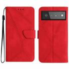 For Google Pixel 6 Stitching Embossed Leather Phone Case(Red) - 1