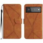 For Google Pixel 6 Stitching Embossed Leather Phone Case(Brown) - 1