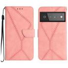 For Google Pixel 6 Pro Stitching Embossed Leather Phone Case(Pink) - 1