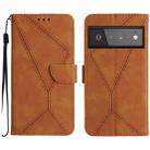 For Google Pixel 6 Pro Stitching Embossed Leather Phone Case(Brown) - 1