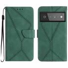 For Google Pixel 6 Pro Stitching Embossed Leather Phone Case(Green) - 1