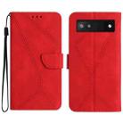 For Google Pixel 6a Stitching Embossed Leather Phone Case(Red) - 1