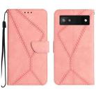 For Google Pixel 6a Stitching Embossed Leather Phone Case(Pink) - 1