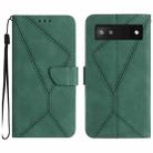 For Google Pixel 6a Stitching Embossed Leather Phone Case(Green) - 1
