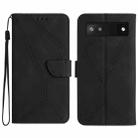 For Google Pixel 6a Stitching Embossed Leather Phone Case(Black) - 1