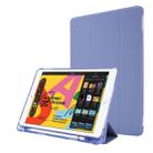 For iPad 10.2 2021 / 2020 / 2019 Airbag Horizontal Flip Leather Case with Three-fold Holder & Pen Holder(Purple) - 1