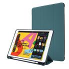 For iPad 10.2 2021 / 2020 / 2019 Airbag Horizontal Flip Leather Case with Three-fold Holder & Pen Holder(Dark Green) - 1