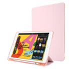For iPad 10.2 2021 / 2020 / 2019 Airbag Horizontal Flip Leather Case with Three-fold Holder & Pen Holder(Pink) - 1