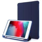 For iPad Mini (2019) Airbag Horizontal Flip Leather Case with Three-fold Holder & Pen Holder(Dark Blue) - 1