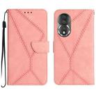 For Honor 80 Stitching Embossed Leather Phone Case(Pink) - 1