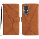 For Honor 80 Stitching Embossed Leather Phone Case(Brown) - 1