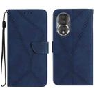 For Honor 80 Stitching Embossed Leather Phone Case(Blue) - 1