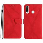 For Huawei P30 Lite/nova 4e Stitching Embossed Leather Phone Case(Red) - 1