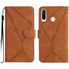 For Huawei P30 Lite/nova 4e Stitching Embossed Leather Phone Case(Brown) - 1