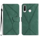 For Huawei P30 Lite/nova 4e Stitching Embossed Leather Phone Case(Green) - 1