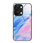 For OnePlus Ace 2V Marble Pattern Glass Protective Phone Case(Pink) - 1