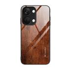 For OnePlus Ace 2V Wood Grain Glass Phone Case(Dark Brown) - 1