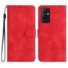 For OnePlus 9 Heart Pattern Skin Feel Leather Phone Case(Red) - 1