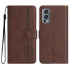 For OnePlus Nord 2 5G Heart Pattern Skin Feel Leather Phone Case(Brown) - 1