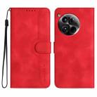 For OnePlus 12 Heart Pattern Skin Feel Leather Phone Case(Red) - 1
