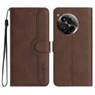 For OnePlus 12 Heart Pattern Skin Feel Leather Phone Case(Brown) - 1