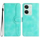 For OnePlus Ace 2V Heart Pattern Skin Feel Leather Phone Case(Light Blue) - 1