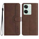 For OnePlus Ace 2V Heart Pattern Skin Feel Leather Phone Case(Brown) - 1