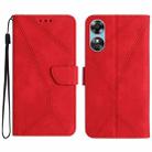 For OPPO A17 / A17K Stitching Embossed Leather Phone Case(Red) - 1
