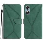 For OPPO A17 / A17K Stitching Embossed Leather Phone Case(Green) - 1