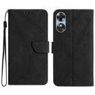 For OPPO A17 / A17K Stitching Embossed Leather Phone Case(Black) - 1