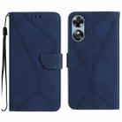 For OPPO A17 / A17K Stitching Embossed Leather Phone Case(Blue) - 1