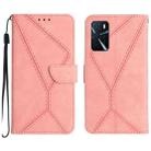 For OPPO A54 4G / A16 Stitching Embossed Leather Phone Case(Pink) - 1