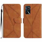 For OPPO A54 4G / A16 Stitching Embossed Leather Phone Case(Brown) - 1