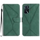 For OPPO A54 4G / A16 Stitching Embossed Leather Phone Case(Green) - 1