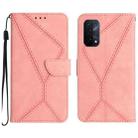 For OPPO A54 5G / A74 5G Stitching Embossed Leather Phone Case(Pink) - 1