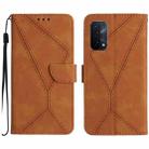 For OPPO A54 5G / A74 5G Stitching Embossed Leather Phone Case(Brown) - 1