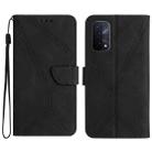 For OPPO A54 5G / A74 5G Stitching Embossed Leather Phone Case(Black) - 1