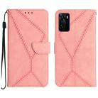 For OPPO A55s JP Stitching Embossed Leather Phone Case(Pink) - 1