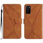 For OPPO A55s JP Stitching Embossed Leather Phone Case(Brown) - 1